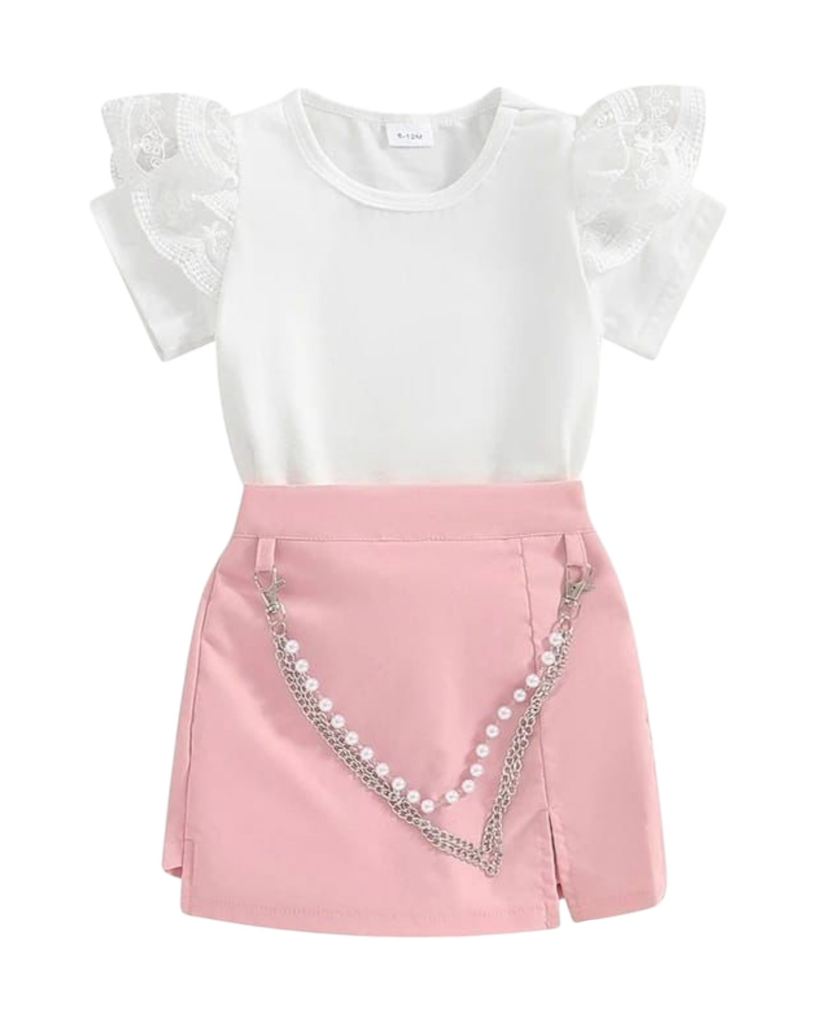 Conjunto falda rosa perlas y blusa