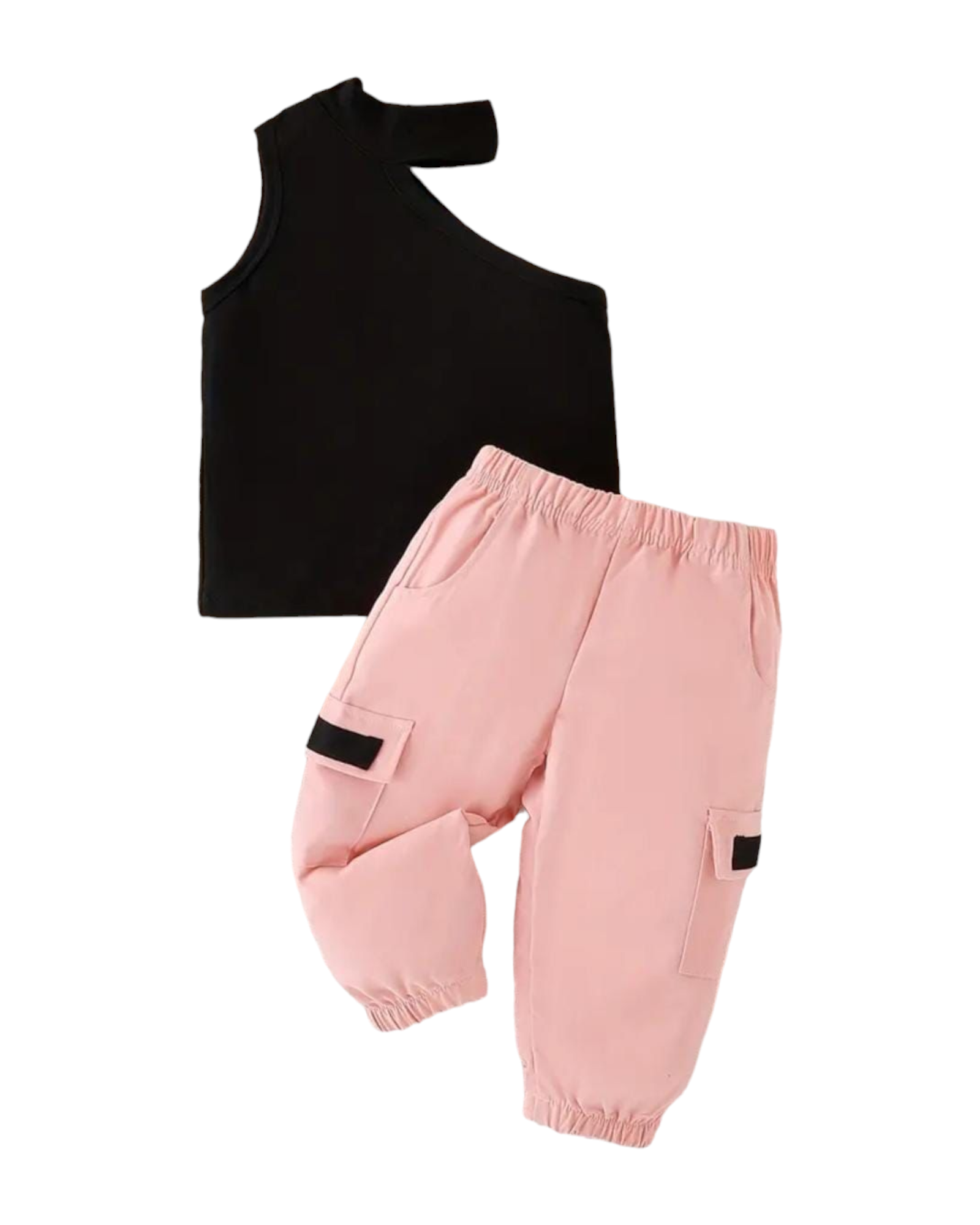 Conjunto blusa negra pantalón tipo cargo