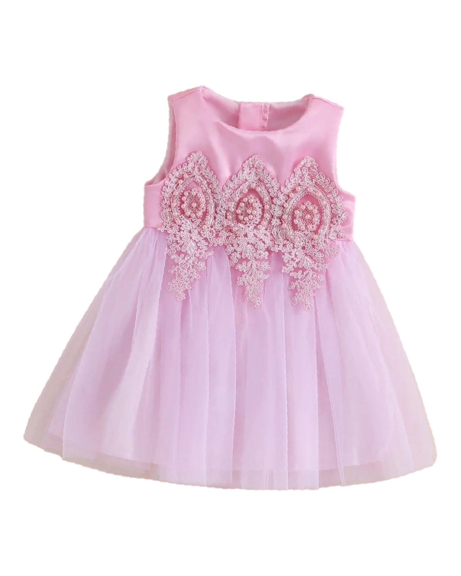 Vestido rosado, elegante bordado