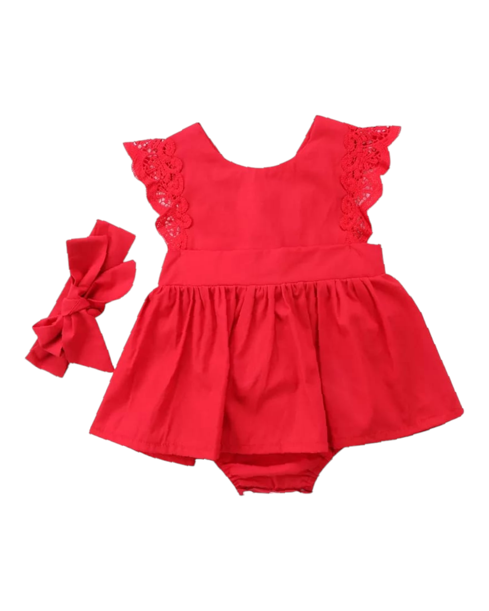 Body vestido rojo con balaca para bebés 